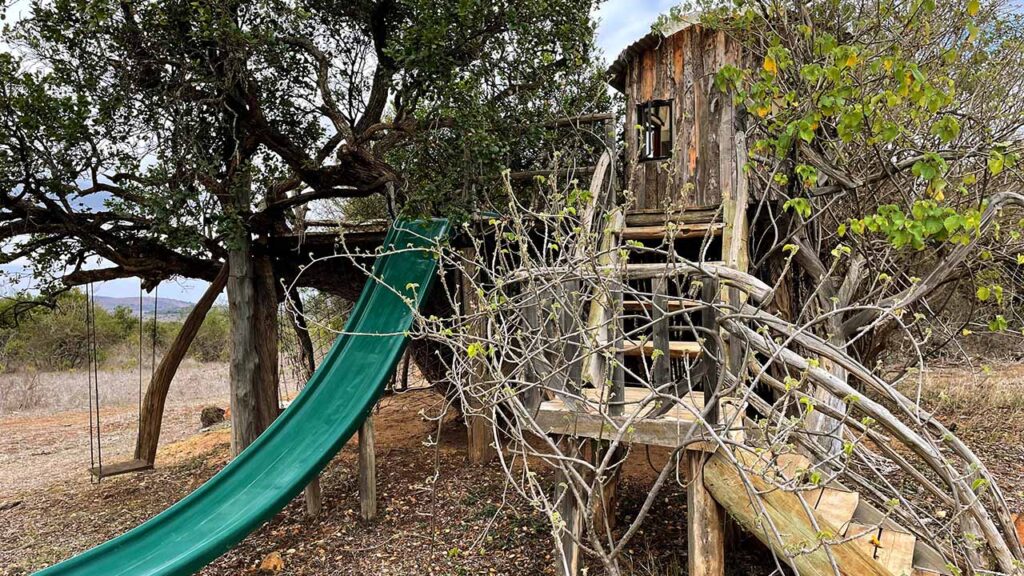 Slide and tree house for the kids