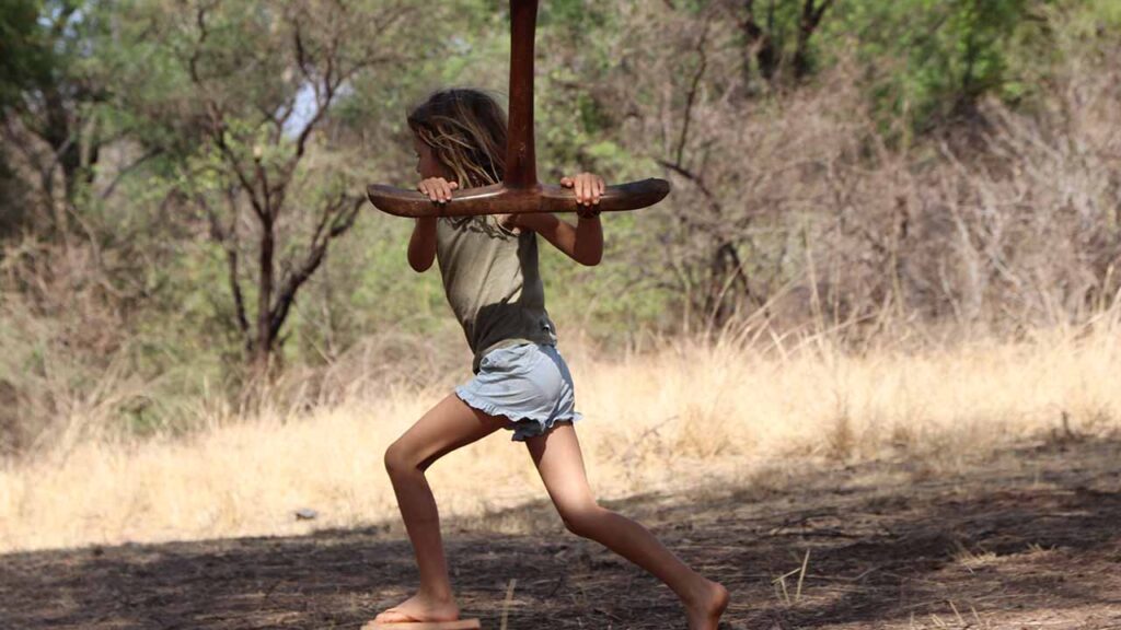 Children play on mobile safari