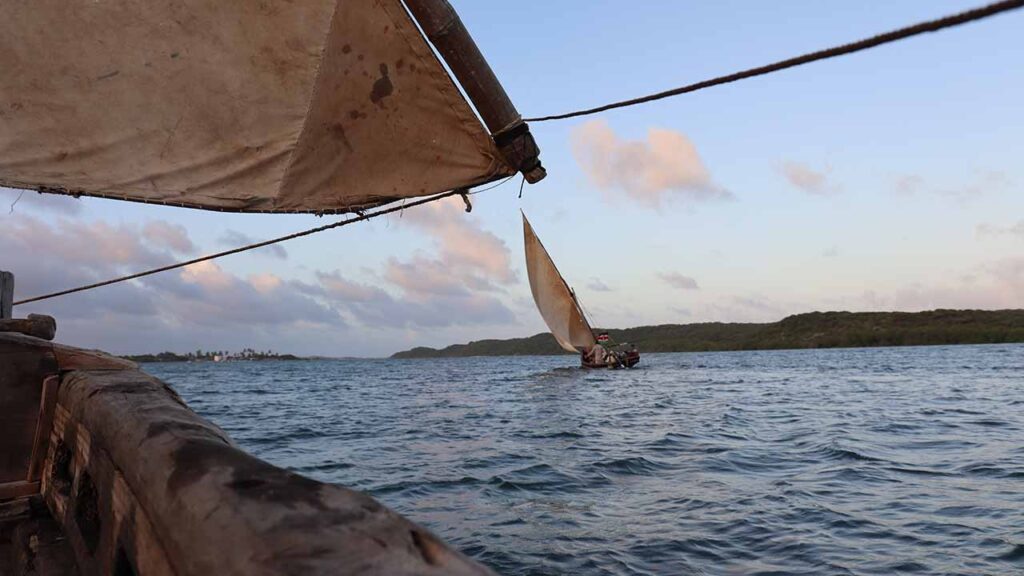 Sailiing from holiday homes on Kiwayu Island