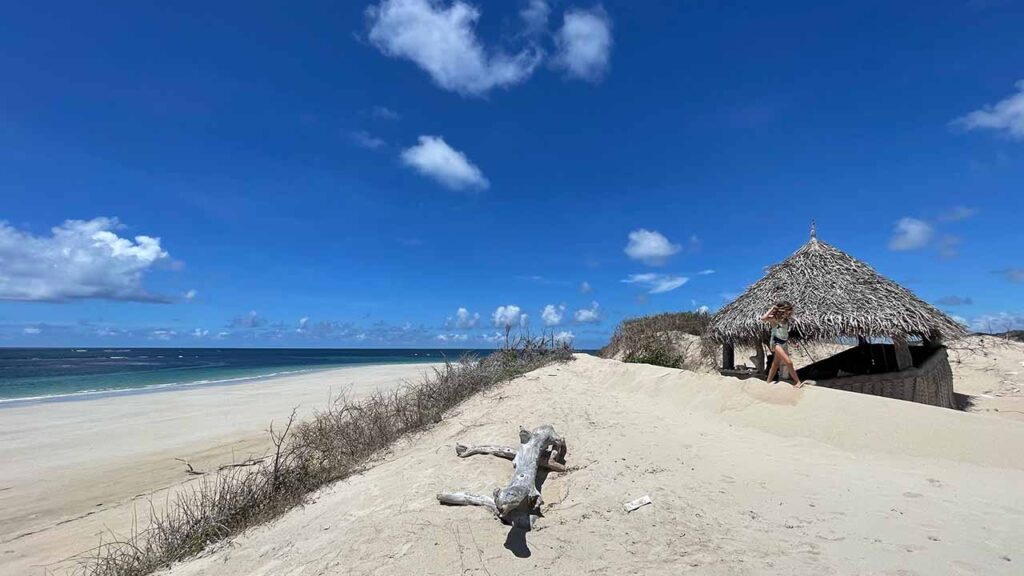 Acres of sand at holiday homes on Kiwayu Island